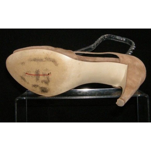 Marc Fisher Clover brown suede peep toe elastic slip on heels 8M - Picture 7 of 11